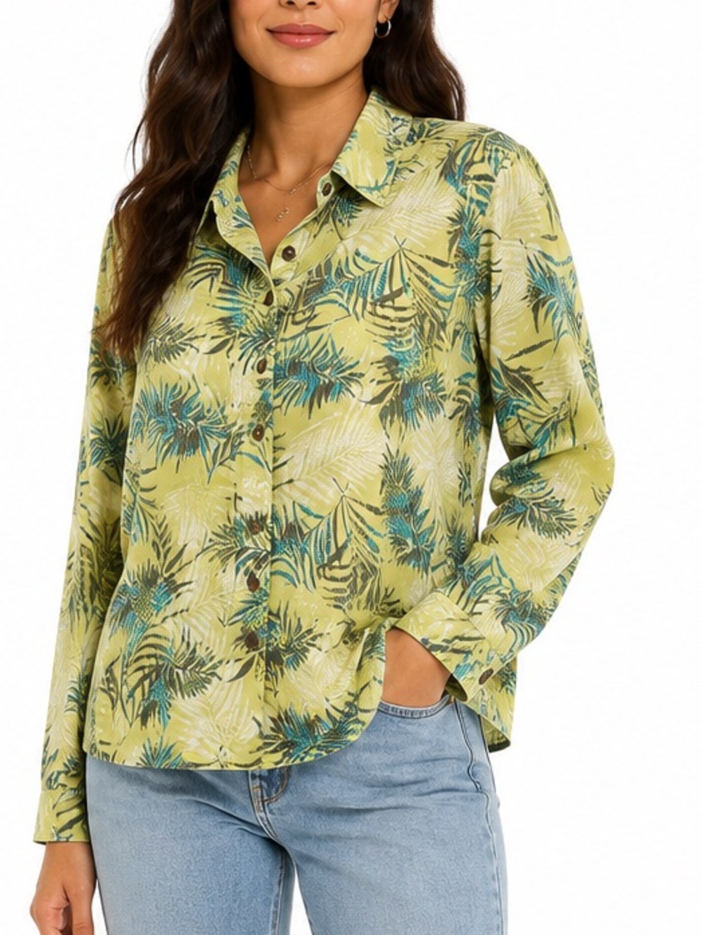Northern Reflections Tropical Print Lightweight Denim Jacket XL Cotton Stretch